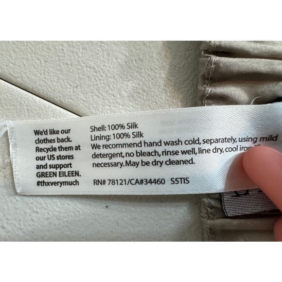 EIleen Fisher The Fisher Project skirt Taupe Mocha A line dyed Shibori silk  XL - Picture 5 of 7